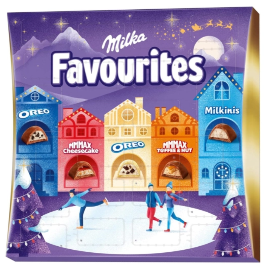 Різдвяний адвент-календар із шоколадними цукерками Milka Favourites 206 г