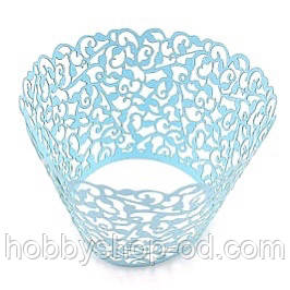 Ажурна накладка для декору кексів, мафінів, капкейків, блакитний, фото 1