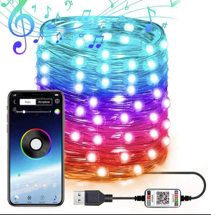 Розумна гірлянда світлодіодна новорічна LED RGB Bluetooth "Smart роса" на 10 м 7953, різнокольорова, фото 1