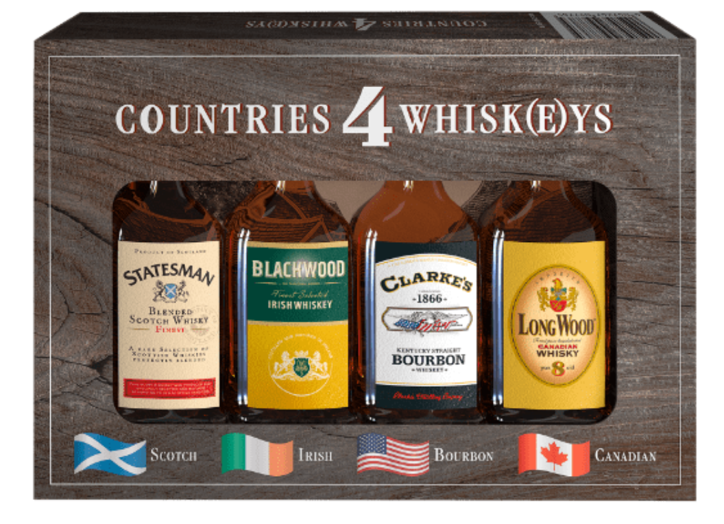 Подарунковий набір віскі 4 Countries Whiskeys 4x40 мл