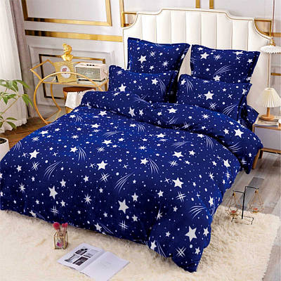 Велюрова постільна білизна CROWN Stars Navy 200х230см