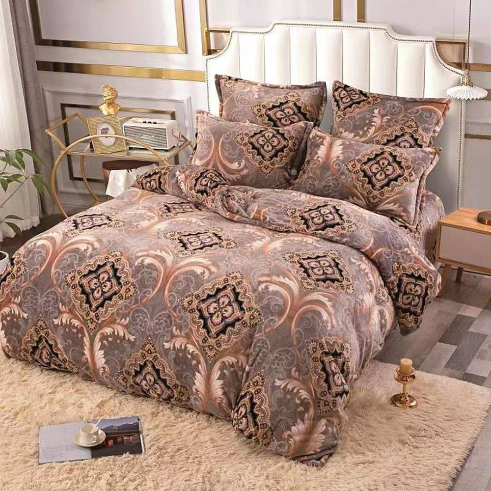 Велюрова постільна білизна Ornament Маки 200х230см