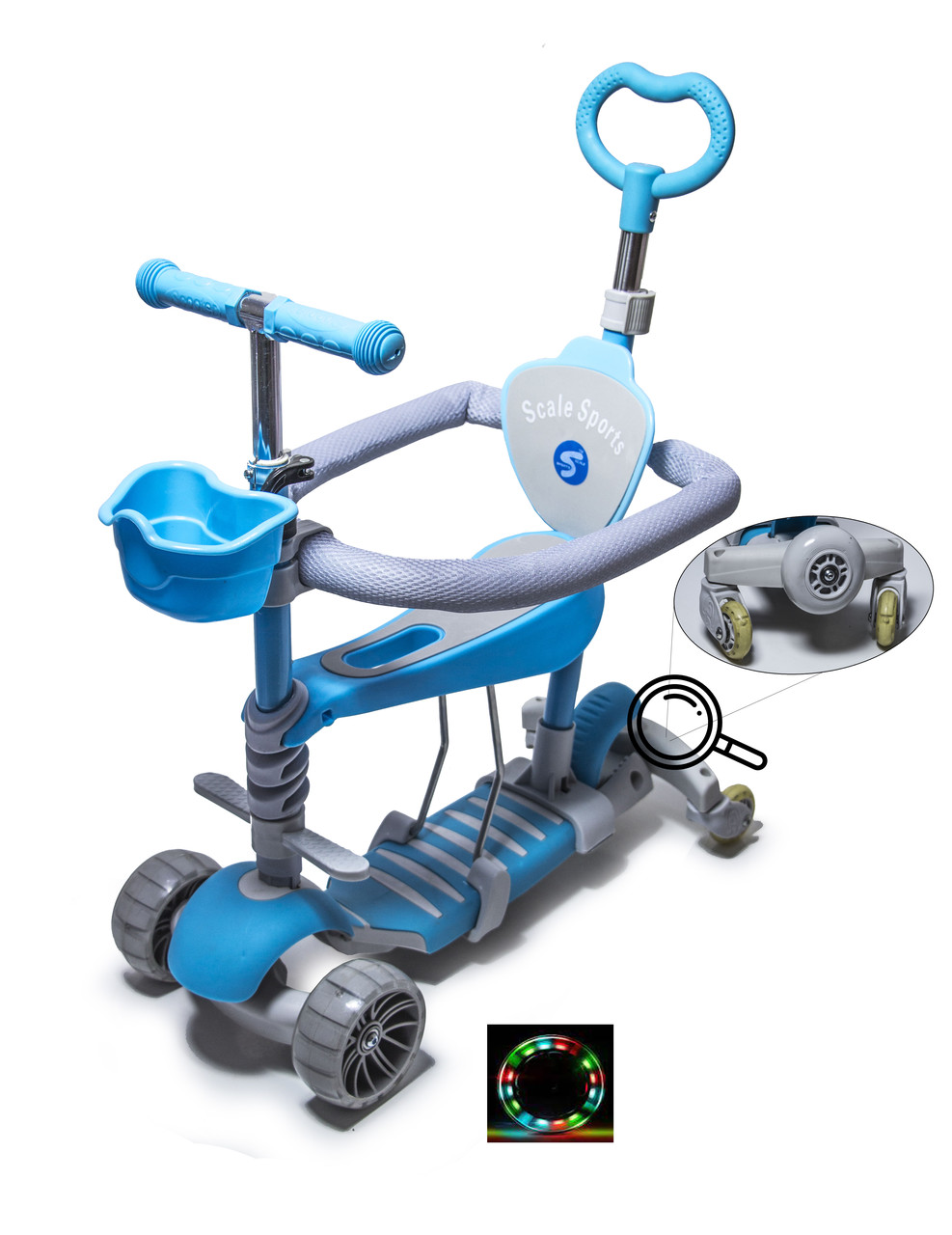 Самокат Scale Sports Smart 5 в 1 Full Блакитний, фото 1