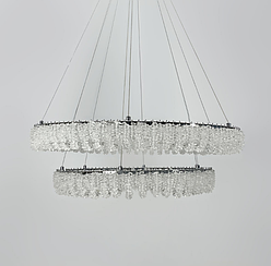 Кільцева кришталева люстра в хромі на 2 яруси 80+60 см 33038-800+600 CH