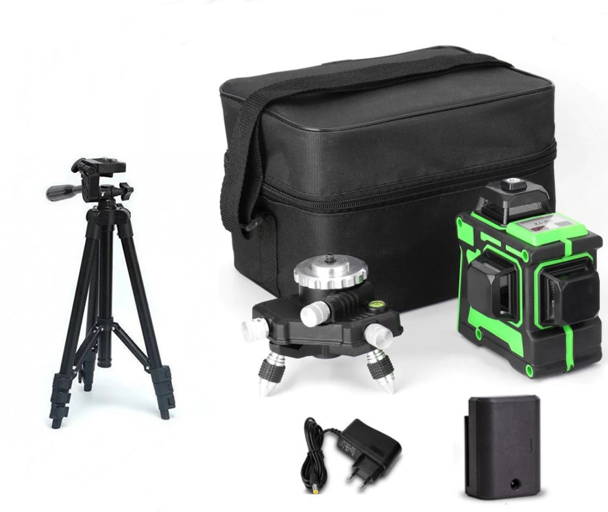 Лазерний рівень нівелір HILDA 3D 12 ліній + Штатив 1м 🔭 з поворотною ручкою, фото 1