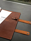 Шкіряна папка-скрутка з кільцевим механізмом для паперів А4 HOUSTON коньячна, фото 4