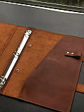 Шкіряна папка-скрутка з кільцевим механізмом для паперів А4 HOUSTON коньячна, фото 5