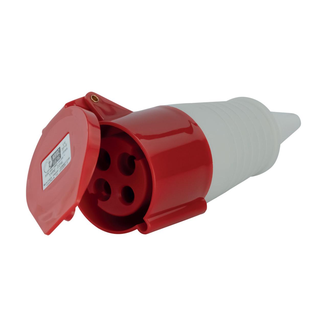 Розетка трифазна промислова переносна із заземленням 3Р+Е (220V-415V, 32A, ABS пластик) HOROZ ELECTRIC