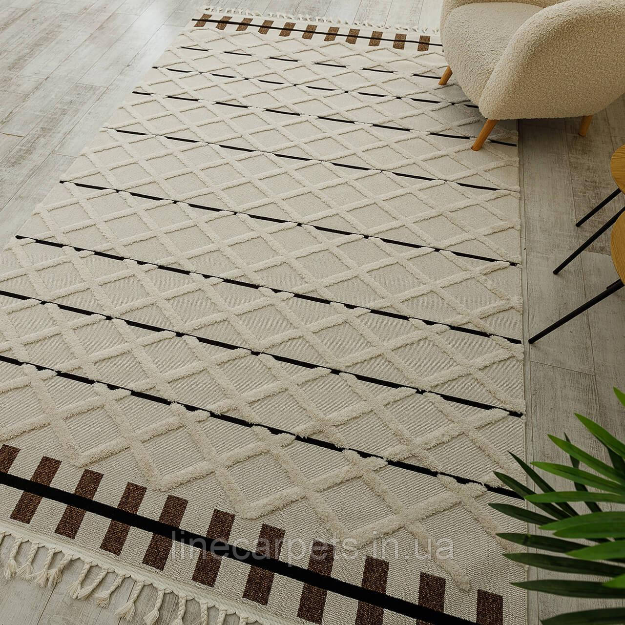 Стильний килим в скандинавському стилі BILBAO Y611A brown-white, фото 1