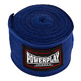 Бинти для боксу PowerPlay 3047 Сині Lycra (спандекс) (4м), фото 7