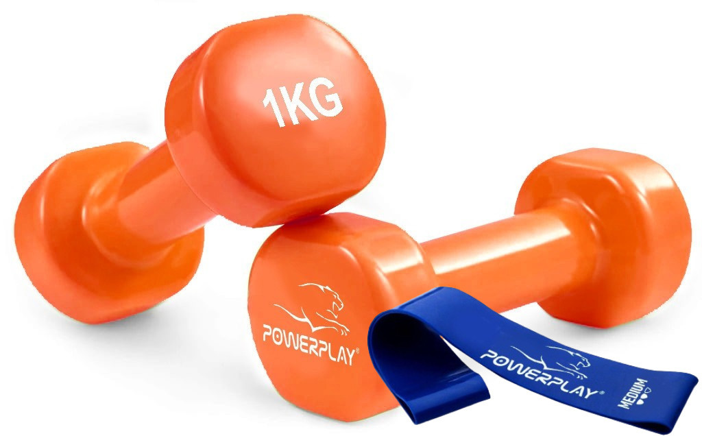 Гантелі вінілові PowerPlay 2 * 1 кг. PP_4103 Помаранчеві (2шт. - пара)