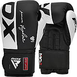 Боксерські рукавиці RDX F4 Boxing Sparring Gloves Hook&Loop WHITE/BLACK 10 унцій  (капа у комплекті), фото 3