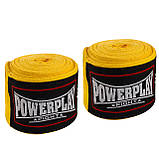 Бинти для боксу PowerPlay 3047 Жовті Lycra (спандекс) (3м), фото 7
