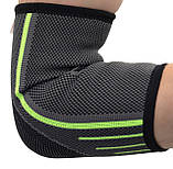 Компресійний налокітник MadMax MFA-283 3D Compressive elbow support Dark grey/Neon green (1шт.) M, фото 3
