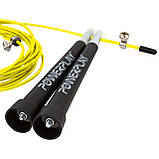Скакалка швидкісна PowerPlay 4202 Ultra Speed Rope Жовта (2,9m.), фото 4