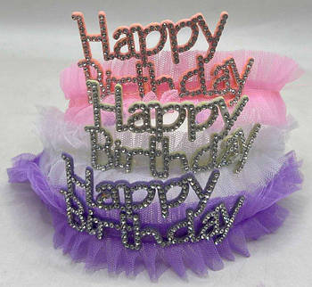 Обруч на голову "Корона ажурна зі стразами- Happy Birthday" 640-8 G-Rich