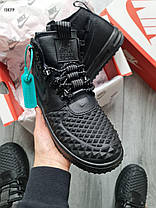 Зимові Чоловічі Кросівки Nike Lunar Force 1 Duckboot 17 Fur / Найк Лунар Форс 1 Дакбут 17 Чорні (Хутро), фото 5