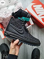 Зимові Чоловічі Кросівки Nike Lunar Force 1 Duckboot 17 Fur / Найк Лунар Форс 1 Дакбут 17 Чорні (Хутро), фото 2