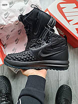 Зимові Чоловічі Кросівки Nike Lunar Force 1 Duckboot 17 Fur / Найк Лунар Форс 1 Дакбут 17 Чорні (Хутро), фото 4
