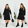 Тепла з начосом спортивного стилю сукня з капюшоном і кишенею спереду, батал великі розміри, фото 7