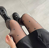 Жіночі колготи з утепленням ефект голих ніжок з сердцями,колготи-капронки на хутрі S/L