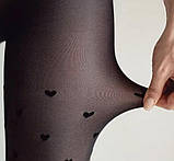 Жіночі колготи з утепленням ефект голих ніжок з сердцями,колготи-капронки на хутрі S/L, фото 3