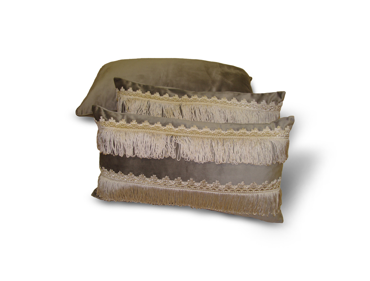 Комплект декоративних подушок Firanka Hand Made оксамит 60х30см 1шт 48х25см 2шт сірі 3шт (п_0375), фото 1