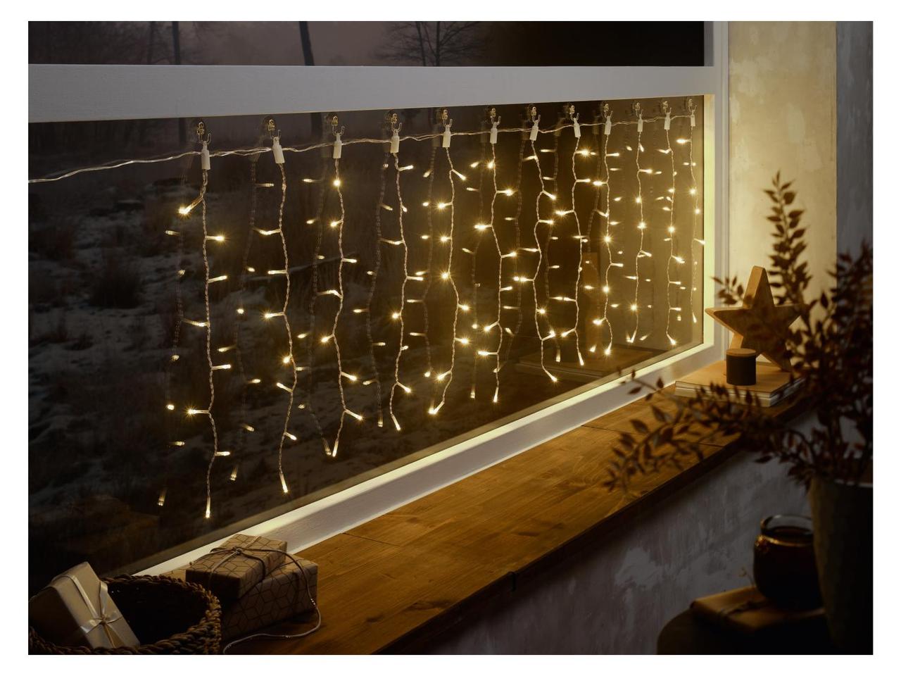 Новорічна гірлянда - штора Livarno Home 96 LED 176х48 см + таймер, гірлянда завіса, фото 1