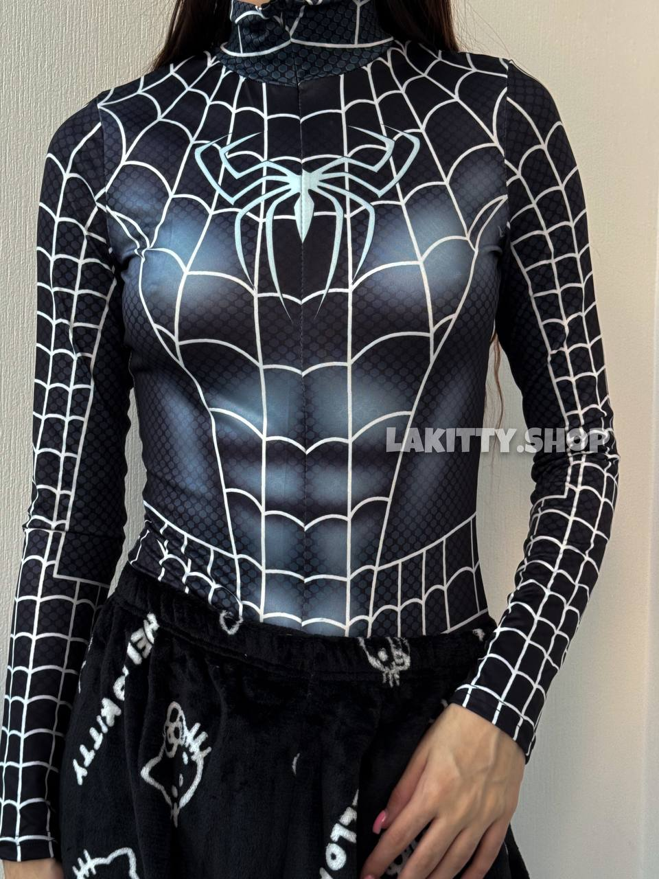 Жіночий боді з довгим рукавом людина павук - spiderman чорний