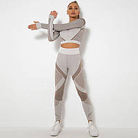 Костюм для фітнесу Bagetik біло-коричневий XS