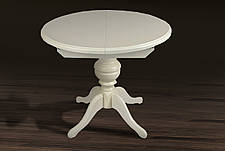 Стіл обідній круглий розкладний на одній ніжці Гермес Мікс меблі, колір білий / ваніль, фото 2