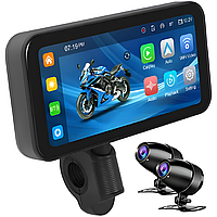 Сенсорний монітор для мотоцикла з відеореєстратором Podofo A3660 з двома камерами, Bluetooth, Wi-Fi, Apple CarPlay\Android Auto,