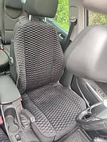 Накидки на сидіння авто Peugeot 308 2012 р. з Алькантари Lux Чорні плоскі стільники з чорним рядком Преміум+ Передній комплект