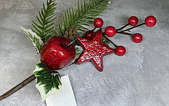 Добавка Новорічна- Яблуко, розмір 15 см (повний розмір 27 см), шт, Різнокольоровий