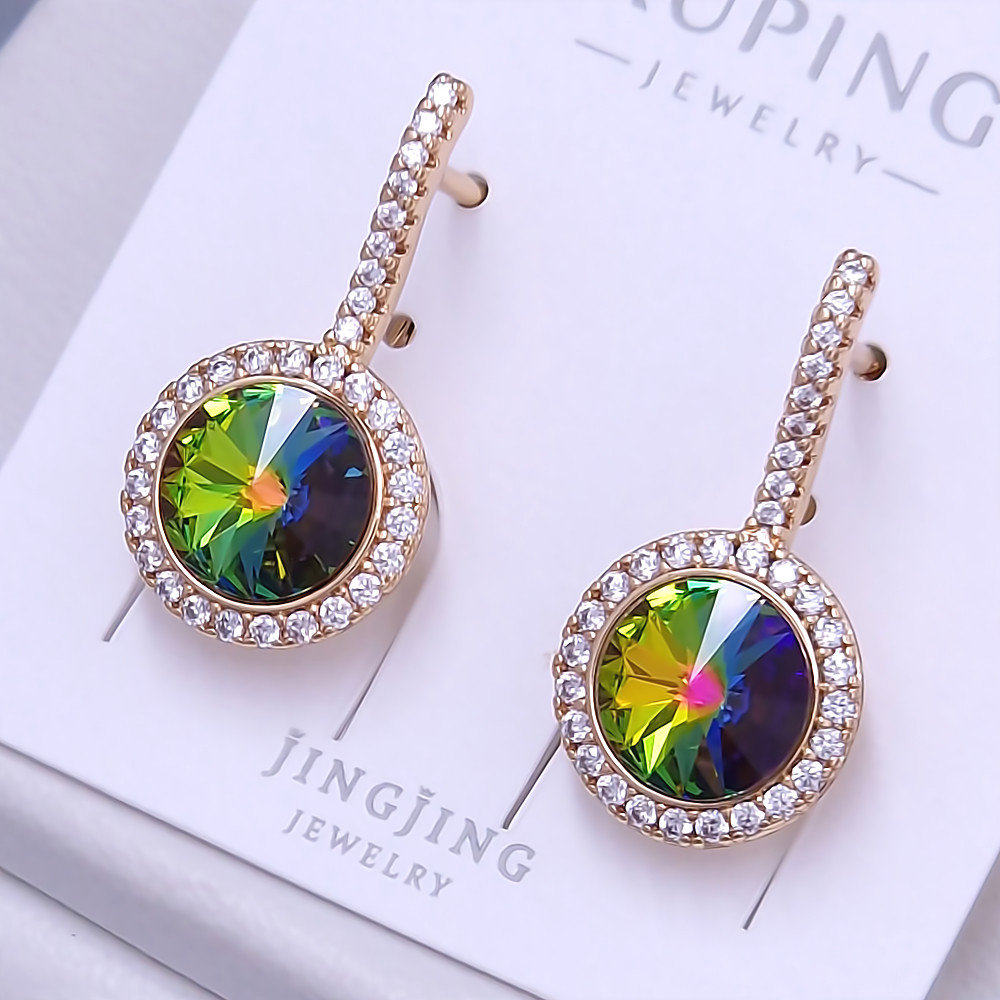 Сережки XР. Позолота 18К. Камені: Swarovski та циркон. Довжина: 23 мм. Ширина: 12 мм.