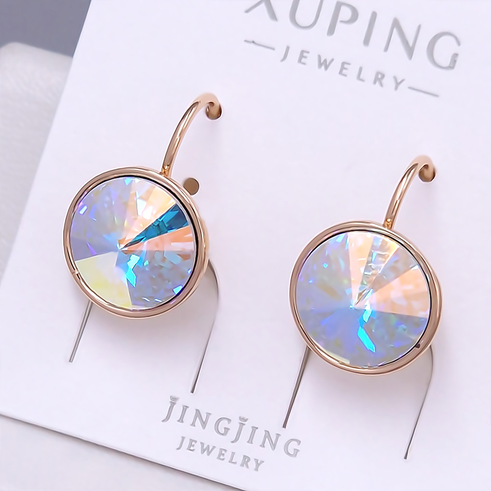 Сережки XР. Позолота 18К. Камені: Swarovski бензинового кольору. Довжина: 16 мм. Ширина: 12 мм.