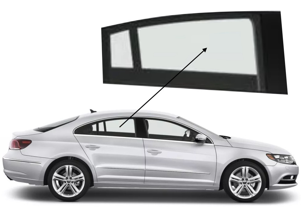 Бічне скло Volkswagen CC 2008-2017 задніх дверей праве, фото 1