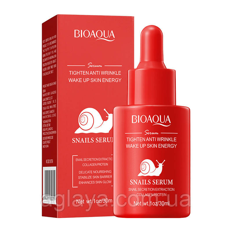Сироватка з муцином равлика для обличчя Tighten Anti-Wrinkle Wake Up Skin Energy Snail Serum Bioaqua 30 мл