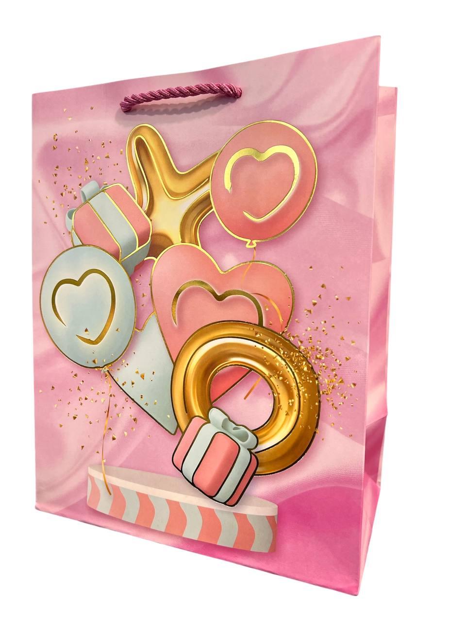 Пакет Подарунковий 042 Рожево-м'ятні кулі 23х18 см МАЛЕНЬКИЙ