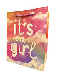 Пакет Подарунковий 036 It's a girl Градієнт 23х18 см МАЛЕНЬКИЙ