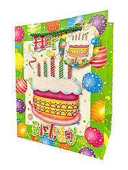 Пакет Подарунковий 054 Торт на зеленому 23х18 см МАЛЕНЬКИЙ