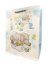 Пакет Подарунковий 133 Слоненя на блакитному 18х23 см МАЛЕНЬКИЙ
