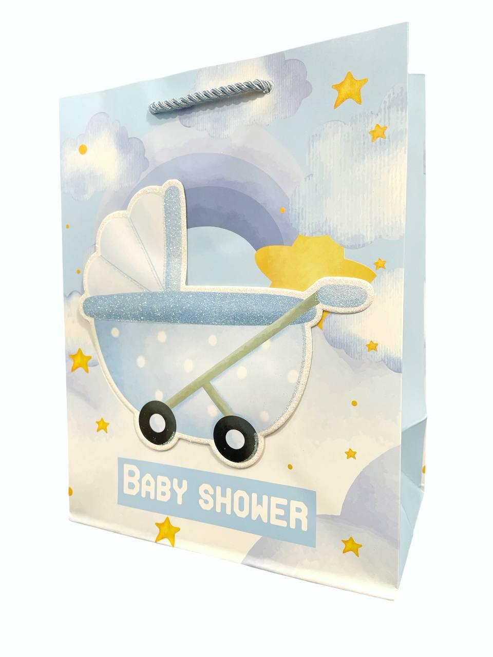 Пакет Подарунковий 021 Babyshower Візок Блакитний 23х18 см МАЛЕНЬКИЙ