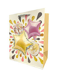 Пакет Подарунковий 001 Зірка Золота 23х18 см МАЛЕНЬКИЙ