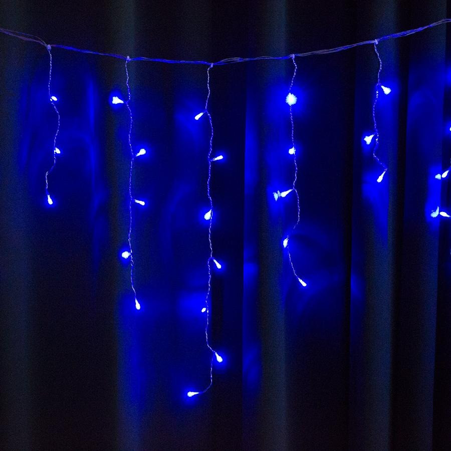 Вулична Led гірлянда Євросвітло STARLIGHT бахрома синій Flash 75LED 2х0,7м IP44 чорний провід 000057263