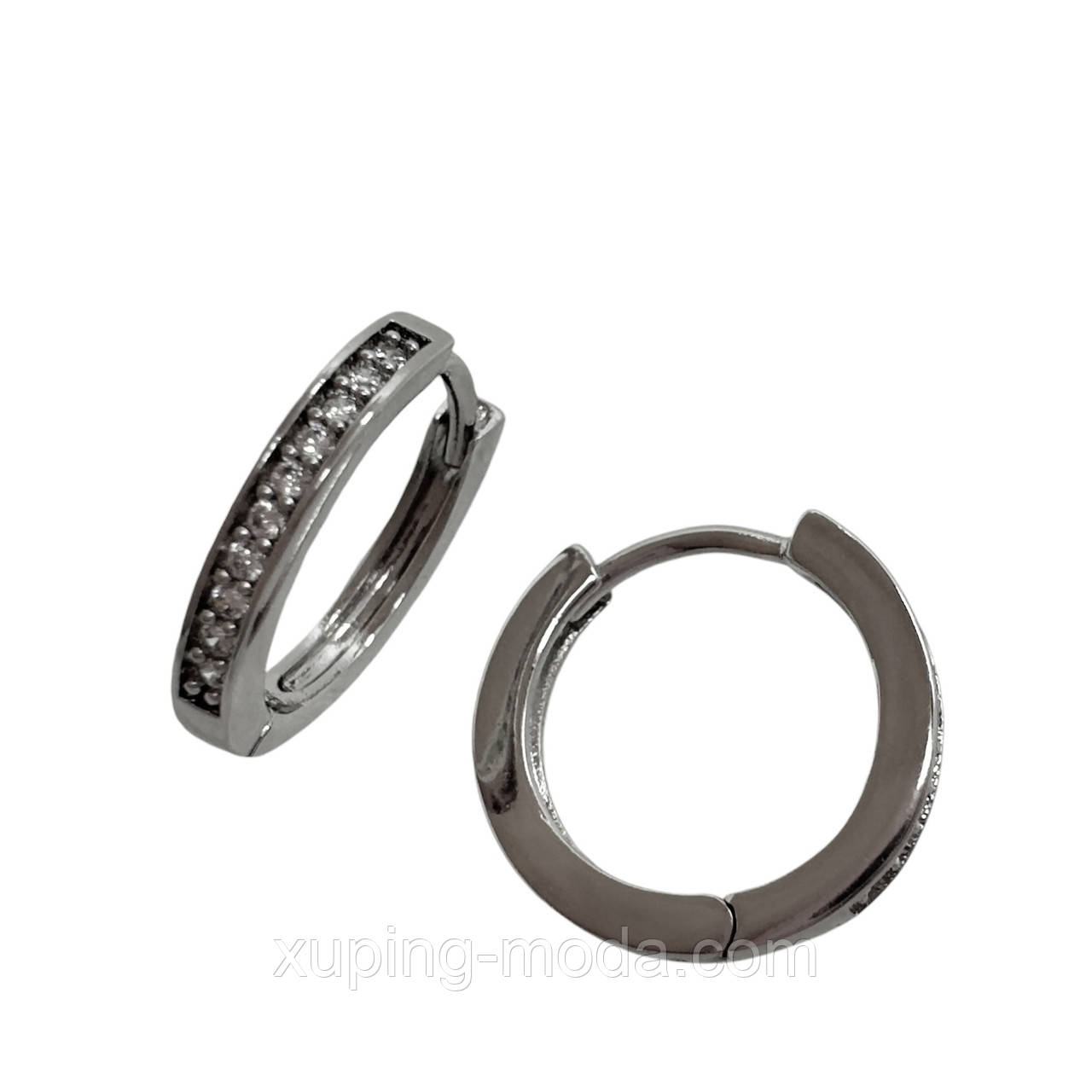 Сережки ксюпінг. 14х1 мм. Родій, фото 1