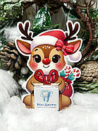 2500 шт. Листівка "Новорічний олень" з шоколадкою з вашим логотипом, фото 2