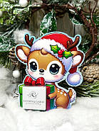 50 шт. Листівка "Новорічний олень" з шоколадкою з вашим логотипом, фото 2