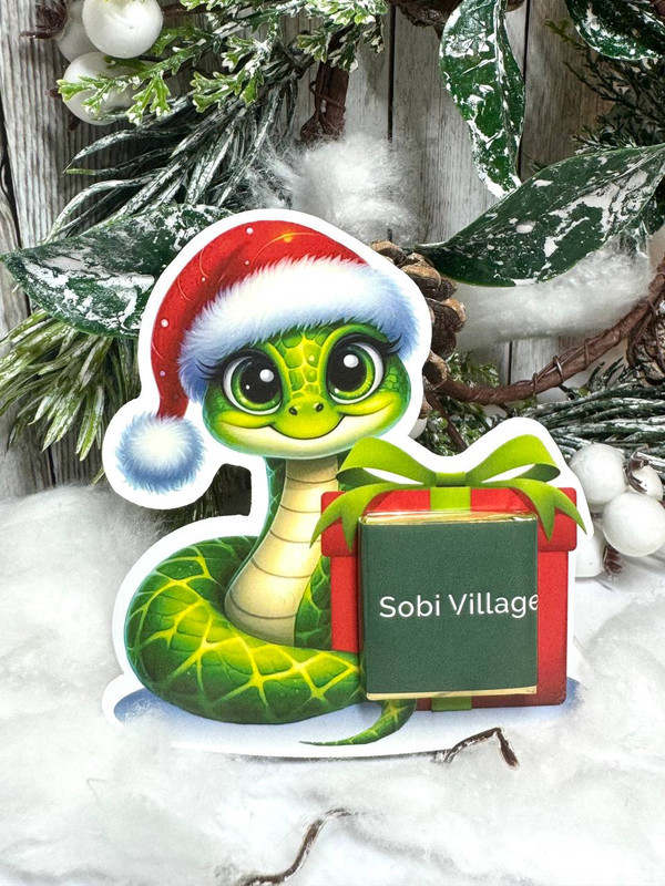 50 шт. Листівка-змія з шоколадкою з вашим логотипом, фото 1