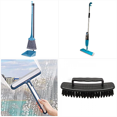 Швабри, віники, скребки, щітки для прибирання та відра